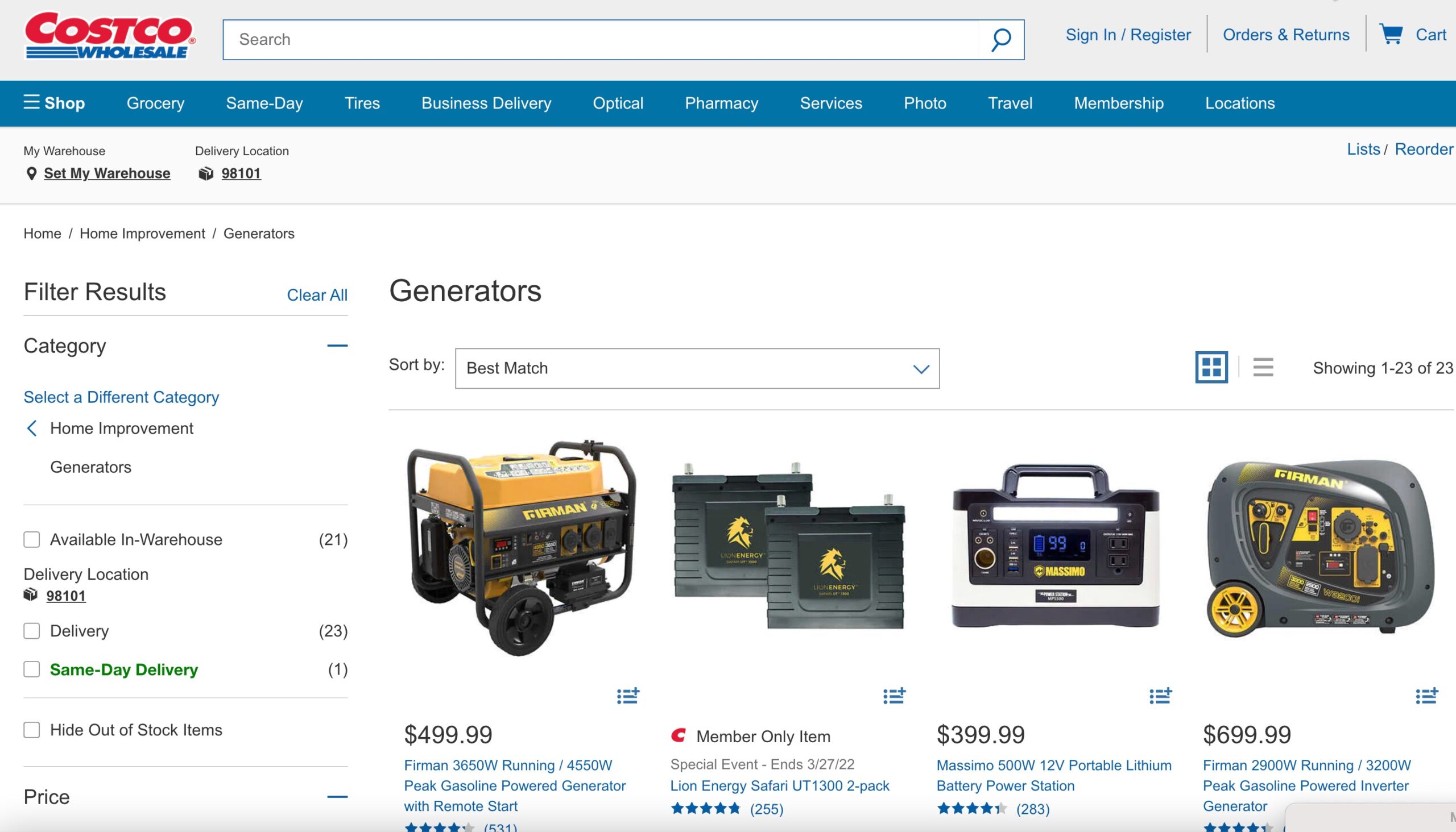 Costco Generac Whole Home Generator Cost